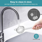 3 Pack Fine Mesh Strainer, Small Stainless Steel Sieves with Handles, for Steeping Loose Leaf Tea, Straining Cocktail, Juice and Sifting Flour, Powdered Sugar