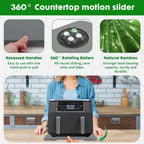 Appliance Slider 360° Rolling Tray for Coffee Maker- Bamboo Coffee Pot Slider Tray for Countertop Rotation Sliding Tray with Wheels, Appliances Mat Easily from Under the Cabinet, Gray (15.7"×13")