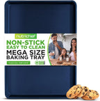 NutriChef Extra Large Nonstick Cookie Sheet Baking Pan, XL Size 22 Inch x 16 Inch, Premium Carbon Steel Oven Baking Sheet for Cookies, Jelly Rolls, & Pastries - Blue Diamond, NCLG1BD