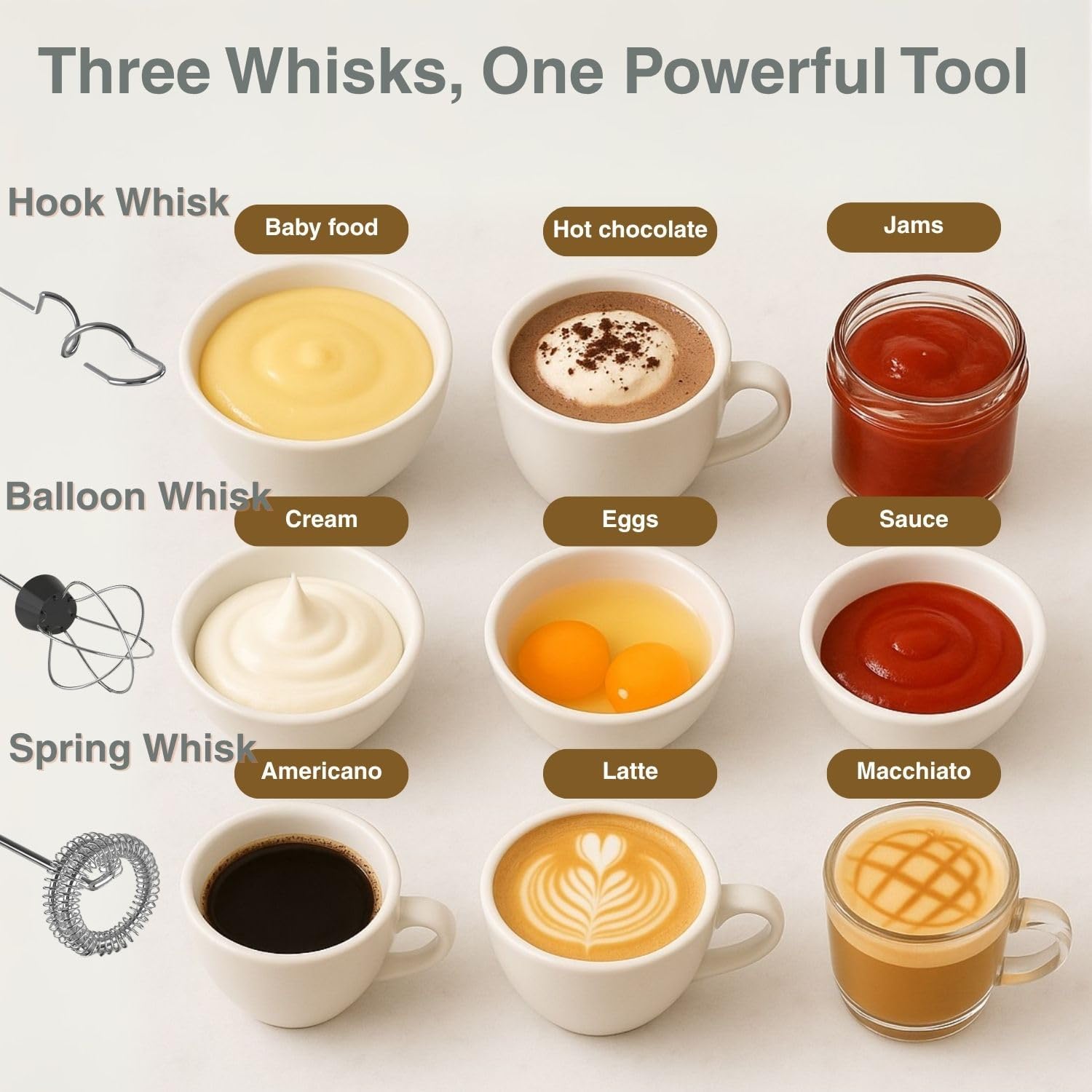 Rechargeable Milk Frother Handheld 3 Speed Coffee Foamer [3 Whisk] Electric Drink Mixer for Latte, Cappuccino, Coffee, Eggs, Hot Chocolate,Grass Green