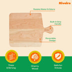 Riveira Cherry Wood Cutting Board – Gourmet Black Cherry Grandeur: 17 x 13 Wooden Cutting Board – Wooden Cutting Boards For Kitchen Decorative – Innovative Juice Grooves Cherry Wooden Chopping Board