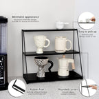 PUERSI Coffee Mug Holder, Metal Mug Display Rack for Countertop, 3 Tier Mug Shelf, Coffee Station Accessories Organizer for Kitchen, Office, Home - Black