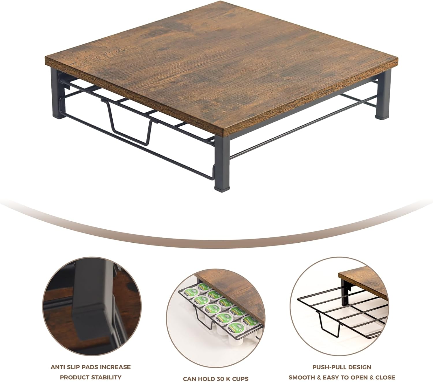 K Cup Holder Organizer, Coffee Pod Drawer Holder Capsule Storage Organizer Single Layer Sliding Storage Drawer, 30 Large Capacity, Home Office Cafe Counter