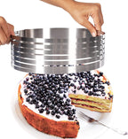 NEWLINE NY Stainless Steel Mousse Cake Rings 2 Pieces Cakes Slicer Adjustable Multilayer Circular Molding Plating Forming Round Pastry Rings, Set of 2 (10 to 12” + 6 to 8” x 3.2” H)