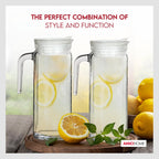 Amici Home Italian Igloo Quadra Glass Pitcher with Lid and Spout | 34 Ounce | Clear Glass Water Pitcher for Refrigerator | Carafe for Iced Tea, Juice, Milk, Cold Brew and Mimosa Bar
