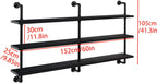 Industrial Pipe Shelving Rustic Black Pipe Wall Shelves Industrial Shelves with Wood Planks Floating Shelves 60 Inch Farmhouse Bathroom,Kitchen Shelving Wall Mounted