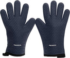 KITCHEN PERFECTION Silicone Smoker Oven Gloves - Extreme Heat Resistant BBQ Gloves - Handle Hot Food Right on Your Smoker Grill Fryer Pit | Waterproof Oven Mitts | Superior Value Set + 3 Bonuses
