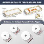 Bathroom Toilet Tank Tray, 13" Wood Toilet Paper Storage Basket Tray Back of Toilet Basket Organizer,Vanity Tray for Perfume Makeup Candle Decor, Gold & White