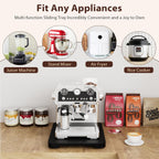 GuanQiao 360° Rotation Appliance Slider for Coffee Maker & Heavy Kitchen Appliance, Bamboo Rolling Tray for kitchen Counter, Sliding Tray with Premium Wheels (Black, 13.9"×11.6")