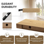 Floating Shelves for Wall, 40" W x 8" D x 1.5" H, Wooden Wall Mounted Display Shelves with Invisible Brackets for Living Room, Bedroom, Bathroom, Kitchen Decor and Storage, Set of 2, Oak