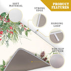 Giwawa Poinsettia Dish Drying Mat for Countertop 18"x24" Christmas Red Floral Winter Holly Berries Dish Drainer Mats Absorbent Microfiber Dish Drying Pad Protector for Kitchen Home Decor Large