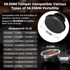 IKAPE 58.35mm Espresso Tamper, Spring-loaded Calibrated Tamper with Titanium Ripple Plating Base, Compatible with Over 58MM Espresso Bottomless Portafilter