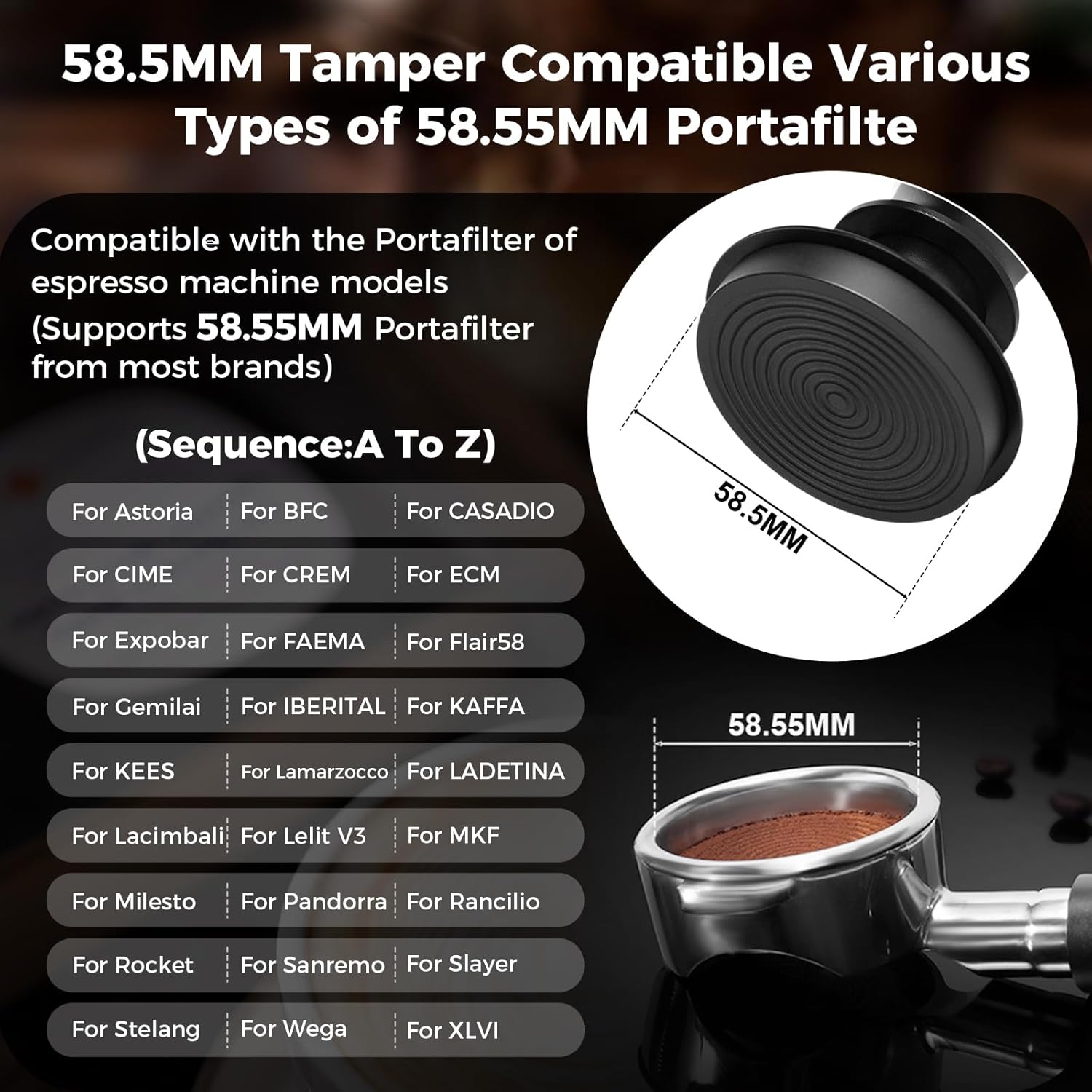 IKAPE 58.35mm Espresso Tamper, Spring-loaded Calibrated Tamper with Titanium Ripple Plating Base, Compatible with Over 58MM Espresso Bottomless Portafilter