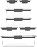 Rubbermaid Brilliance Food Storage Containers, 14 Piece Plastic Containers with Lids, BPA-Free, Leak Proof, Clear