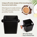 Knock Box Square High Sidewall Design Espresso Knock Box Tamping Mat Espresso Machine Accessories Set of 2 with Removable Knock Bar and Anti-Slip Base for Home Office Espresso Accessories
