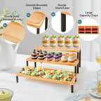 3 Tier Serving Tray Set,17" Serving Tray Stand & Platter Tower Plate for Party Supplies,Reusable Trays for Food Fruit Cookie Afternoon Tea Hosting, Appetizer,Dessert Table Display Set