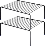 SIBAO Kitchen Cabinet Storage Shelf Rack/Plastic Feet - (13.1 x 10.2 Inch) - Steel Metal - Rust Resistant Finish - Cups, Dishes, Cabinet & Pantry Organization (2, Black)