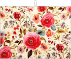 Large Dish Drying Mats For Kitchen Counter Microfiber Kitchen Drying Mat XL Draining Pad Absorbent Quick Drying Dish Mat 18x24 Inch - Floral Boho Flowers