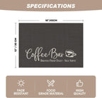 Artoid Mode Coffee Bar Mat Set of 2, Plastic Vinyl Washable Woven Non-Slip Table Mats for Coffee Machine Decor,Dark Gray