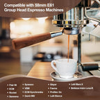58 mm Bottomless Portafilter with Puck Screen 2 Ears Espresso Portafilter Compatible with E61 Group Head Espresso Machines,Flair 58,ECM,Rocket,Sanremo,Stainless Steel and Rosewood Handle