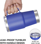 VEGOND 20 oz Tumbler Bulk with Handle Lid and Straw, Stainless Steel Insulated Travel Coffee Mug Set, Spill Proof Double Wall Metal Tumblers Cups, Powder Color Royal Blue 12 Pack