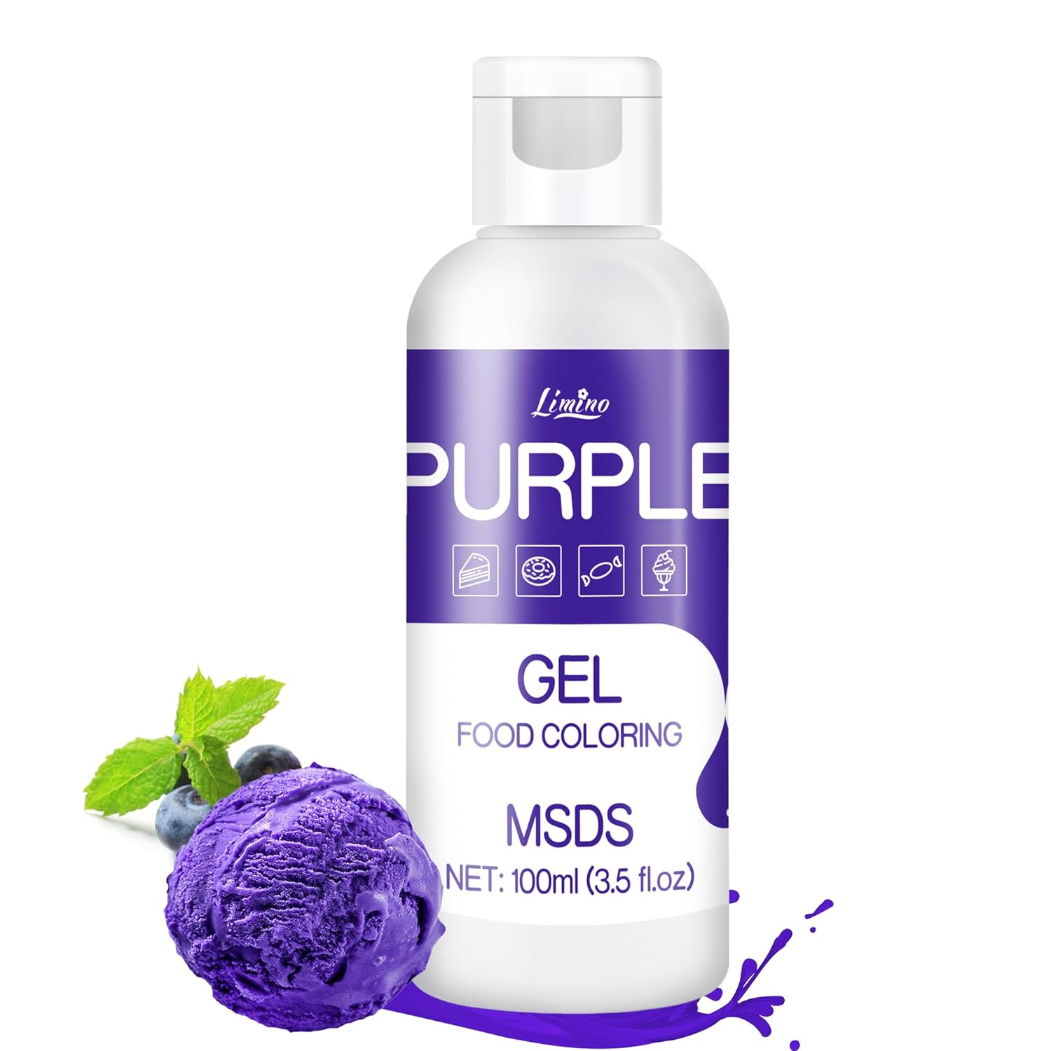 Gel Food Coloring - 4.5oz Vivid Food Coloring Gel for Baking, Cake Decorating, Cookie, Fondant, Macaron - Tasteless Concentrated Edible Food Color Dye for Icing, Slime, Drinks, DIY Crafts (Purple)