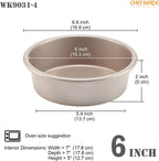 CHEFMADE Mini Round Cake Pan Set, 6-Inch 4Pcs Non-Stick Round Cake and Loaf Bakeware for Oven and Instant Pot Baking (Champagne Gold)