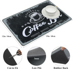 SHACOS Coffee Mat 2-Pack 12x19 Inch Absorbent Non Slip Coffee Maker Mats for Countertop Coffee Bar Accessories Dish Drying Mat Waterproof Heat Resistant, Vintage Black