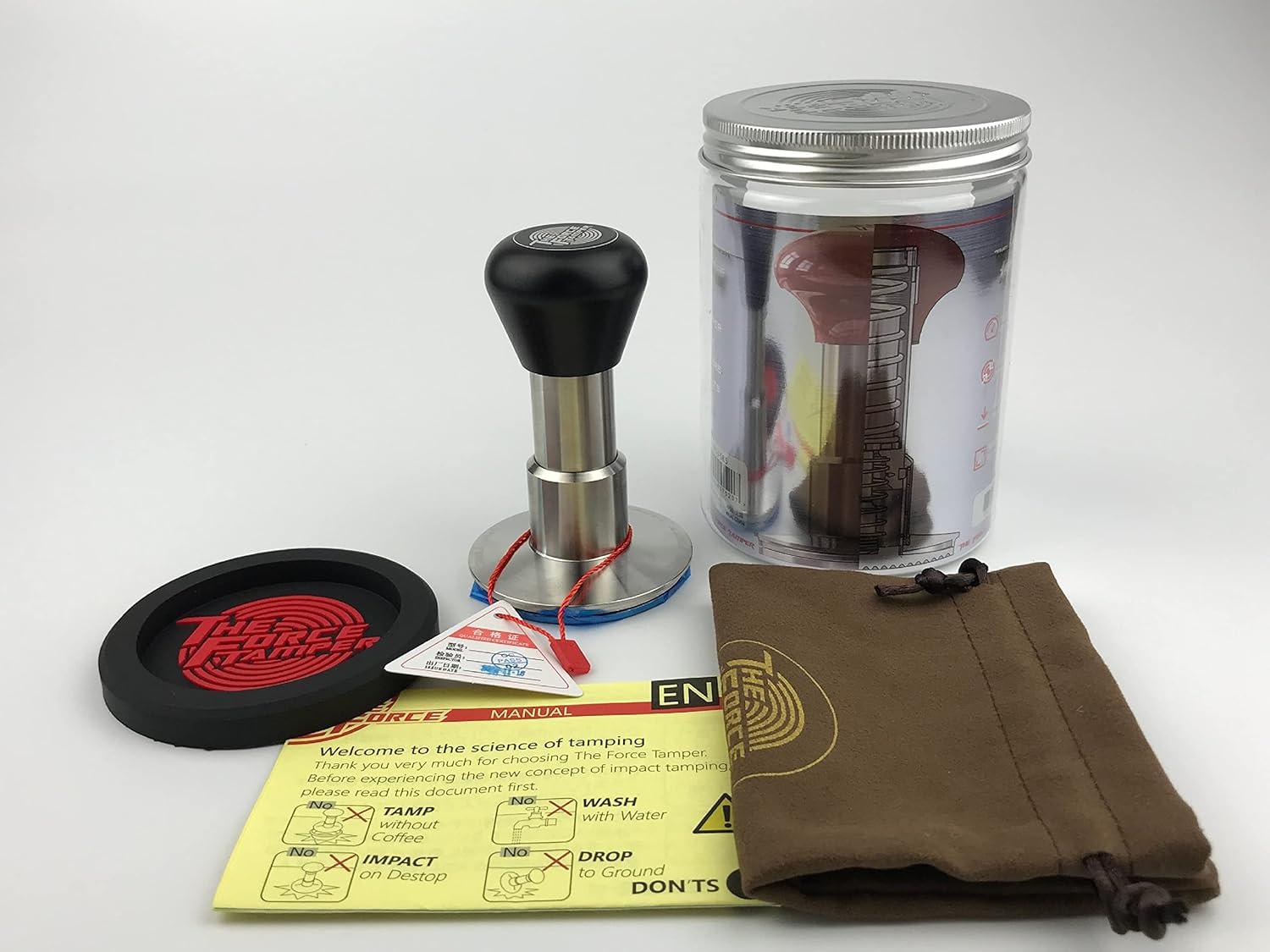 The Force Tamper Automatic Impact Coffee Tamper Adjustable Const Pressure and Autoleveling Standard Set Pro (Triangle, 58.50mm)