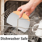 Kichwit 304 Stainless Steel Grill Scraper with Wood Handle, Pizza Dough Cutter, Multi-Purpose Scraper for Cooking, Scraper Tool Kitchen, 1 Pack