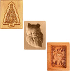 Wooden Cookie Biscuit Mold, 3D Baking Mold, Embossing Craft Decorating Baking Tool, Suitable for Halloween Thanksgiving Christmas Kitchen DIY (Xmas-B-3PCS)