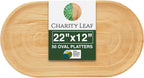 Charity Leaf 50-Pack 22"x12" Palm Leaf Trays | Eco-Friendly, Compostable Platters for Weddings, Charcuterie Boards & Events