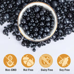 Twisweet Black Pearl Sprinkles for Cake Decorating, Edible Sugar Pearls for Baking, Mix Size, Cake Topper Cupcake Cookie Ice Cream Dessert Decorations, Halloween Birthday Christmas Supplies (130g/4.58oz)