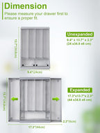 Silverware Organizer Metal Mesh, Drawer Organizer, Utensil Cutlery Tray Expandable Flatware Organizer with 7 Compartment Silver 9.4"~17.3" x 13.7"