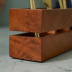 Brick Brown Premium Handcrafted 3-Partition Wooden Cutlery Holder Storage Spoon, Knife, Fork, Chopstick Caddy Self Organizer Stand for Home Kitchen Tableware Restaurant in Mahogany(9.1x3x3.9Inch)