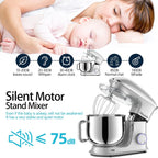 HOWORK 8.5QT Stand Mixer, 660W 6+P Speed Tilt-Head, Electric Kitchen Mixer With Dishwasher-Safe Dough Hook, Beater, Wire Whip & Pouring Shield(8.5 QT, Silver)