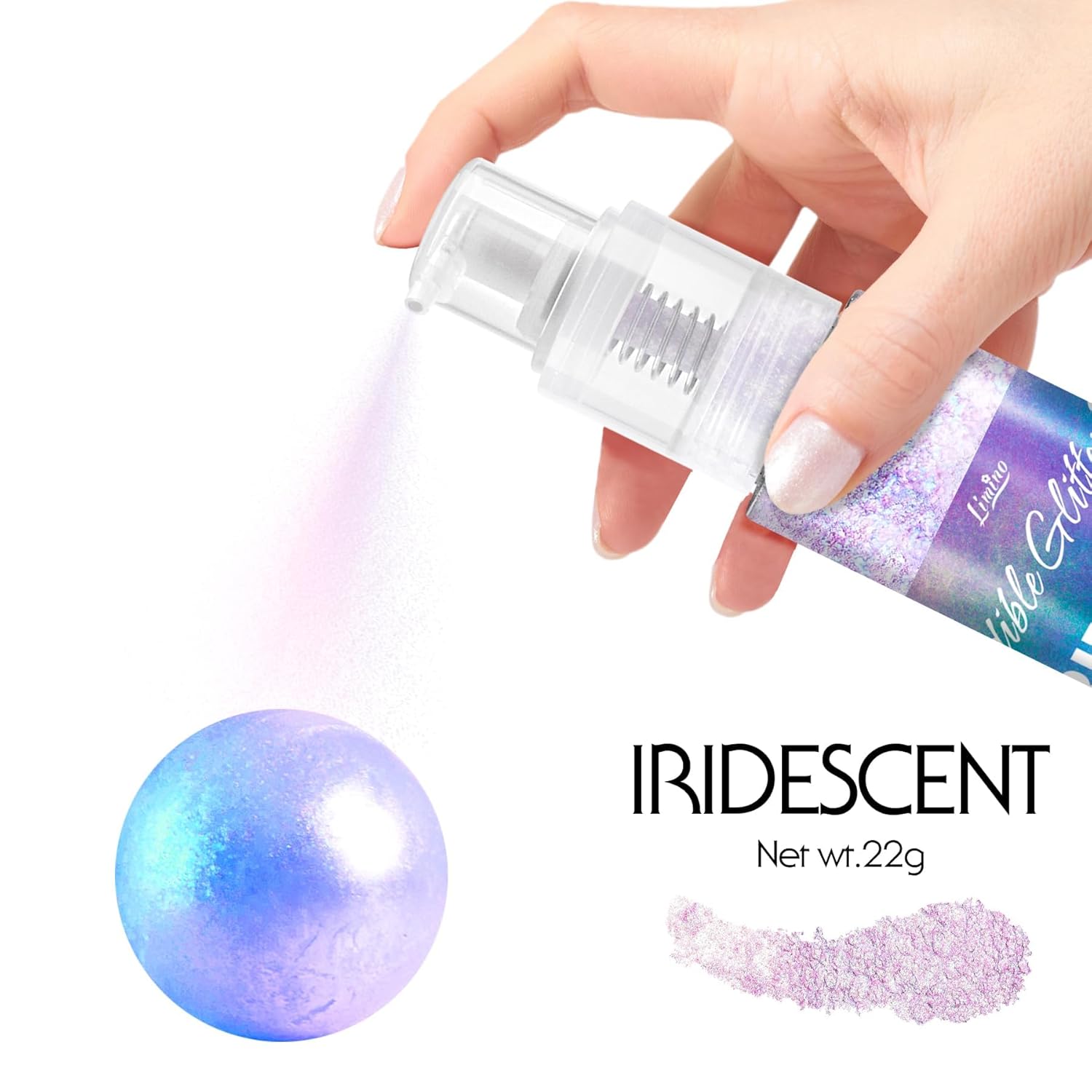 Iridescent Edible Glitter Spray - 22g Edible Luster Dust Metallic Food Grade Glitter for Drinks, Cake Decorating, Baking - Food Coloring Powder Shimmer for Cocktail, Icing, Candy