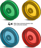 JoyJolt Harry Potter House Crests Glass Tumblers with Lids and Straws, 16oz Glass Cups with Lids and Straws, Can Shaped Drinking Glasses Set of 4, Hogwarts Cup, Harry Potter Merchandise