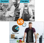 2 Pack Waterproof Rubber Vinyl Apron 40 Inch Chef Aprons for Men Heavy Duty Chemical Work Apron Extra Long Grilling Aprons with Adjustable Bib Apron for Dishwashing Lab Butcher Cooking Kitchen Black