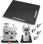 Joy&Grace Appliance Slider for Kitchen Appliances 360° Rolling Sliding Tray for Coffee Maker Countertop, Bamboo Coffee Pot Slider Rolling Tray with Universal Rollers (Black, Large 16"x13")