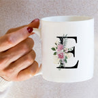 Retreez Initial A-Z Floral Botanical Bouquet Alphabet Monogrammed Monogram Mug 11 Oz Ceramic Tea Coffee Mugs - Appreciation Thank You Wedding Birthday Gifts for her friend coworker sister - E Initial