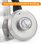 Pour Over Coffee Kettle with Thermometer for Exact Temperature 40 fl oz - Premium Stainless Steel Gooseneck Tea Kettle for Drip Coffee, French Press and Tea - Works on Stove and Any Heat Source