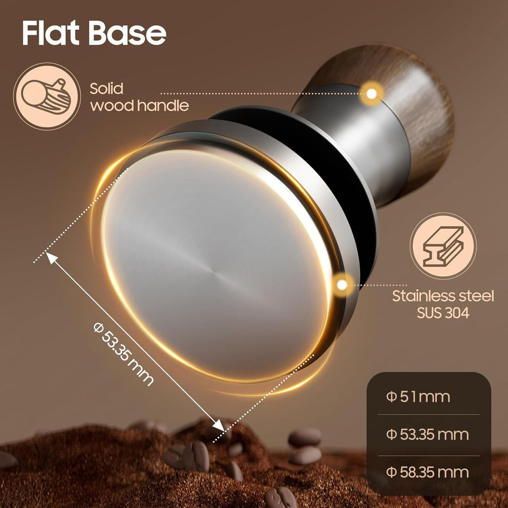 MHW-3BOMBER Espresso Tamper 53.35mm with Sound Feedback Calibrated 54mm Coffee Tamper 30lbs Tamper Tool Espresso Compatible with Breville 54mm, Flat Base T6183T-OS