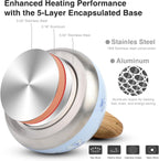 Tea Kettle, Toptier Teapot Whistling Kettle with Wood Pattern Handle Loud Whistle, Food Grade Stainless Steel Tea Pot for Stovetops Induction Water Kettle, 2.7-Quart Blue Cat