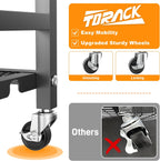 TORACK Garden Tool Organizer Stand with Wheels, Rakes Shovels Yard Tools Stand for Garage, Shed, Garden, Indoor/Outdoor Long-Handled Tools Cart