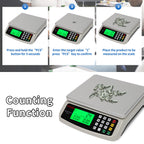 Commercial Food Scale 40KG Large Digital Kitchen Scale Baking Cooking Bread Meat Weight Price Computing Scale Stainless Steel Parts and Coins Counting Scale for Deli Stores Tare Function