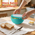 wheat straw bowls set of 4,40oz unbreakable salad bowl set with cover,alternative plastic bowls with cover for kitchen,party,camping and picnic. Green