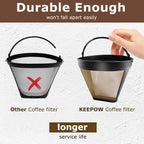 KEEPOW Reusable Coffee Filter Replacement 12-Cup, Compatible with Cuisinart Coffee Makers, Gold Tone Coffee Filter Basket 10-12 Cup
