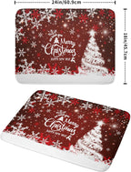 Happy New Year Red Dish Drying Mat for Kitchen Counter,Merry Christmas Tree Snowflake Drying Mat 18 x 24 Inch with High Absorbent Reversible Microfiber Dish Drying Pad Drainer Mat for Coffee Bar