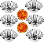 12 Pcs Stainless Steel Tart Pans - Non-Stick Flower Cookie Cutters Mold for Baking - Flower and Round Muffin Cups - Cupcake Mold for Kitchen